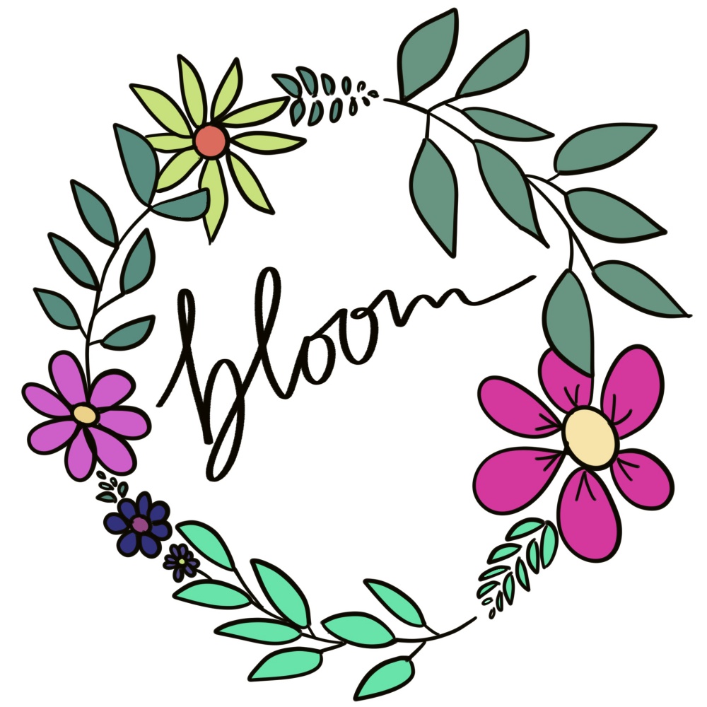 Blütenkranz mit Lettering "bloom"