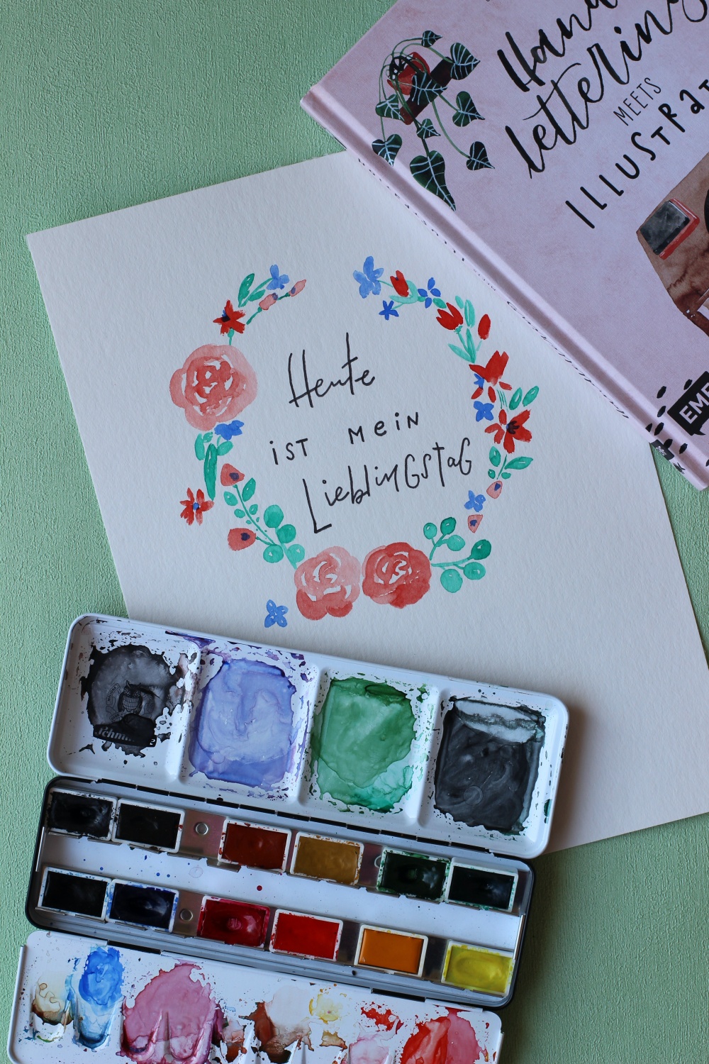 Soziale Distanz Watercolor Übung Handletterei